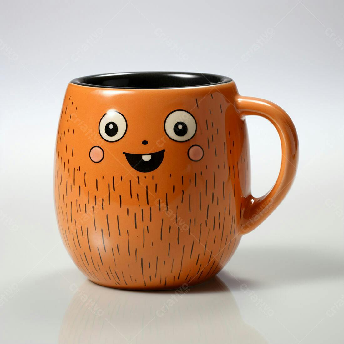 Caneca fofa marrom com carinha feliz