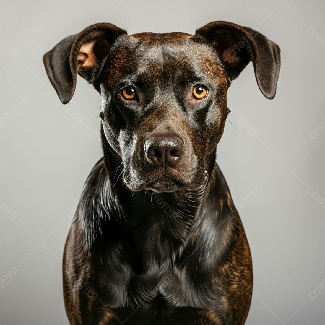 Cachorro marrom olhar intenso fundo cinza