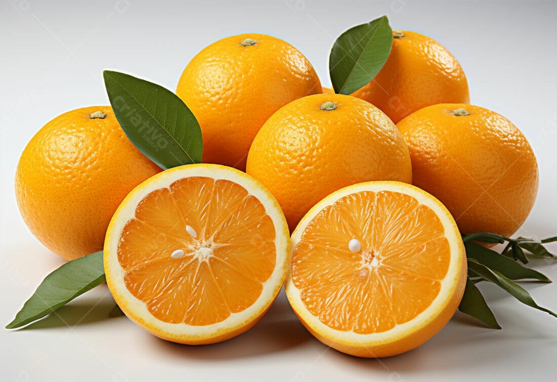 Laranjas frescas com folhas verdes
