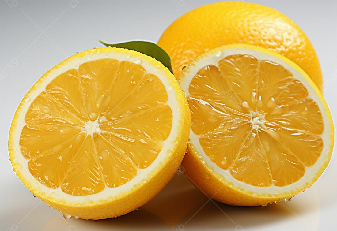 Limões fatiados com gotas d'água