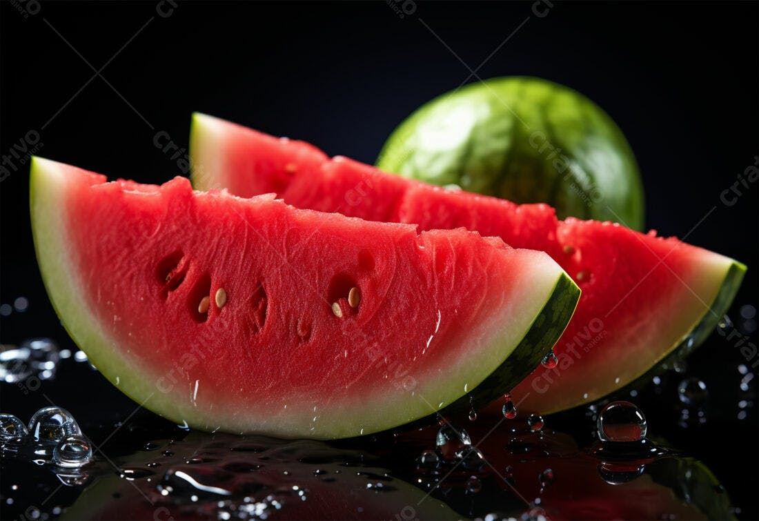 Fatias de melancia suculentas fundo preto