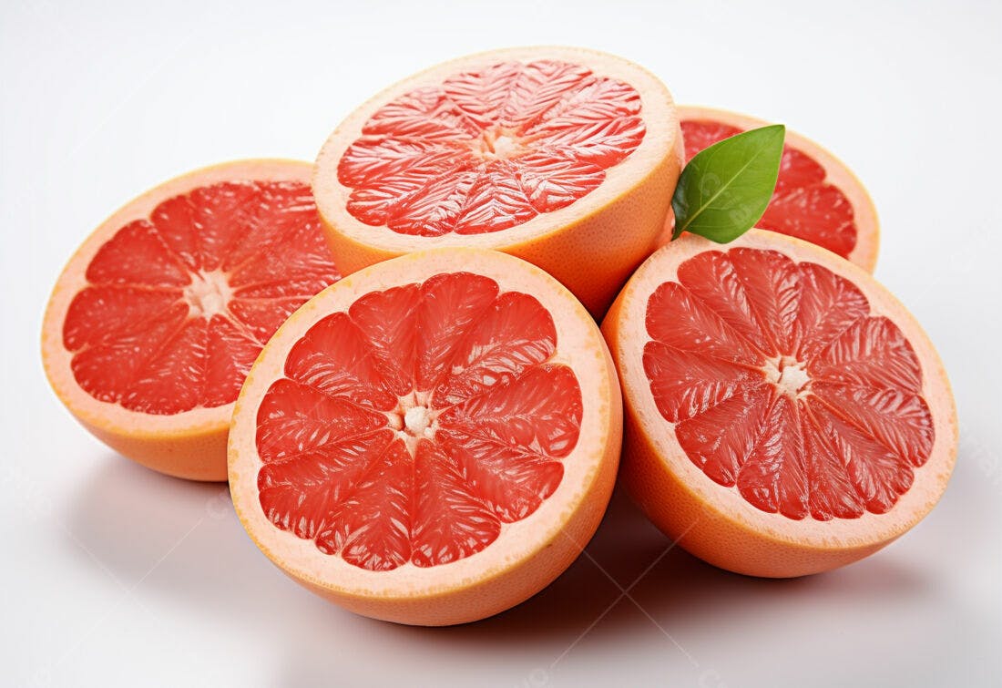 Metade de toranjas suculentas e frescas