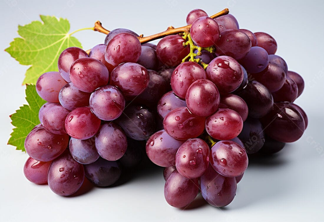 Uvas vermelhas frescas com gotas d'água