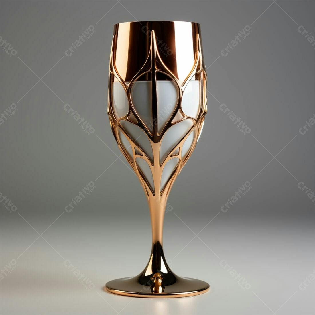 Taça de vinho design dourado e branco