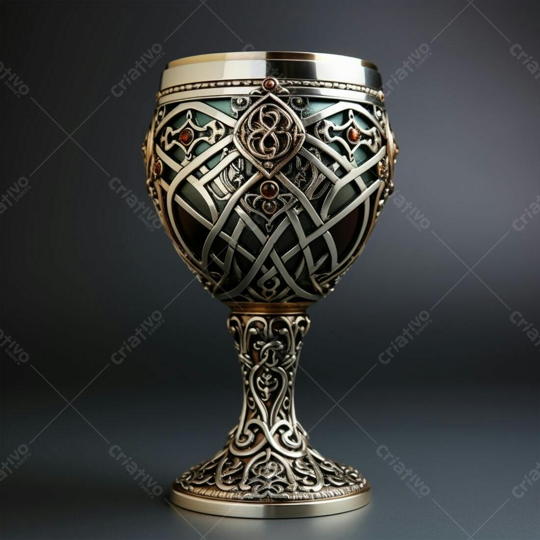 Cálice medieval estilo gótico prata e bronze
