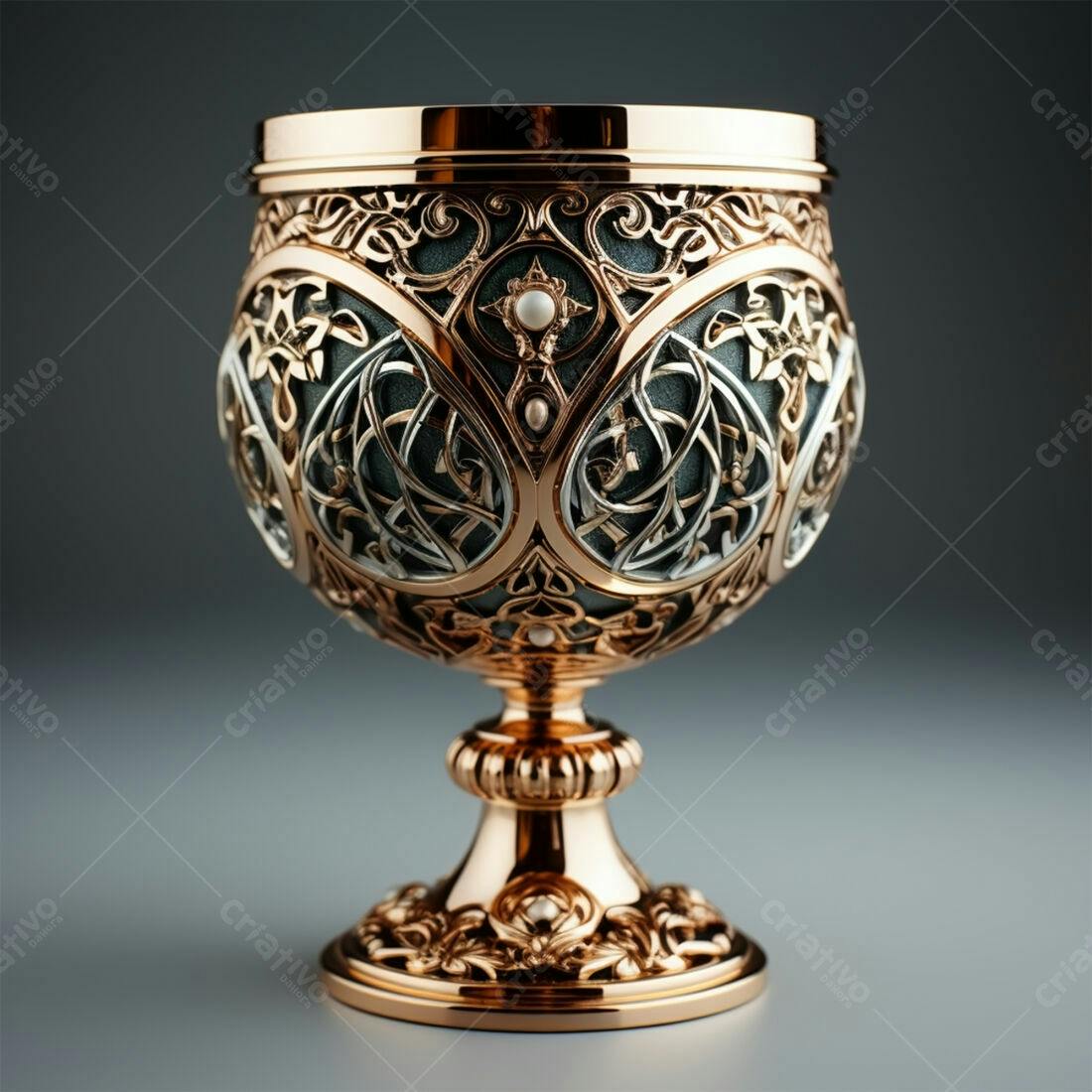 Cálice artesanal em cobre e prata