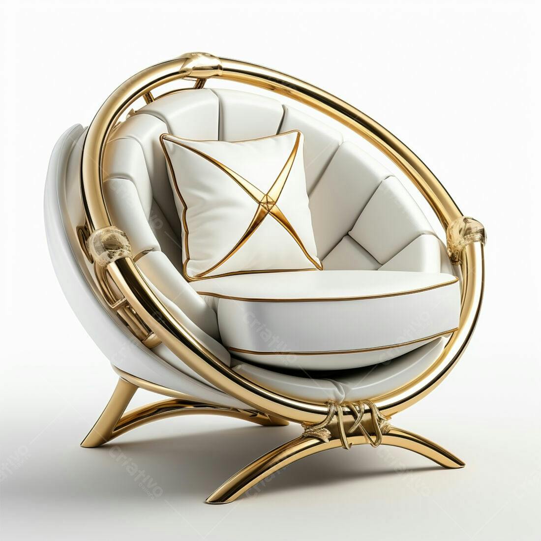 Poltrona de luxo branca e dourada design moderno