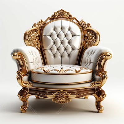Imagem Grátis Poltrona Elegante Sofisticação Royal Dourada Branca Detalhada Em Alta Qualidade (12)