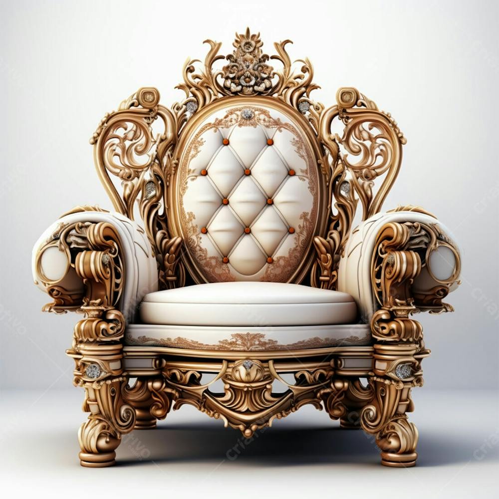 Imagem Grátis Poltrona Elegante Sofisticação Royal Dourada Branca Detalhada Em Alta Qualidade (15)