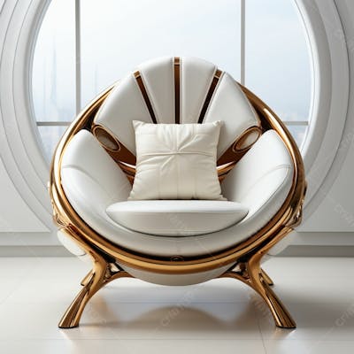 Imagem Grátis Poltrona Elegante Sofisticação Royal Dourada Branca Detalhada Em Alta Qualidade (17)