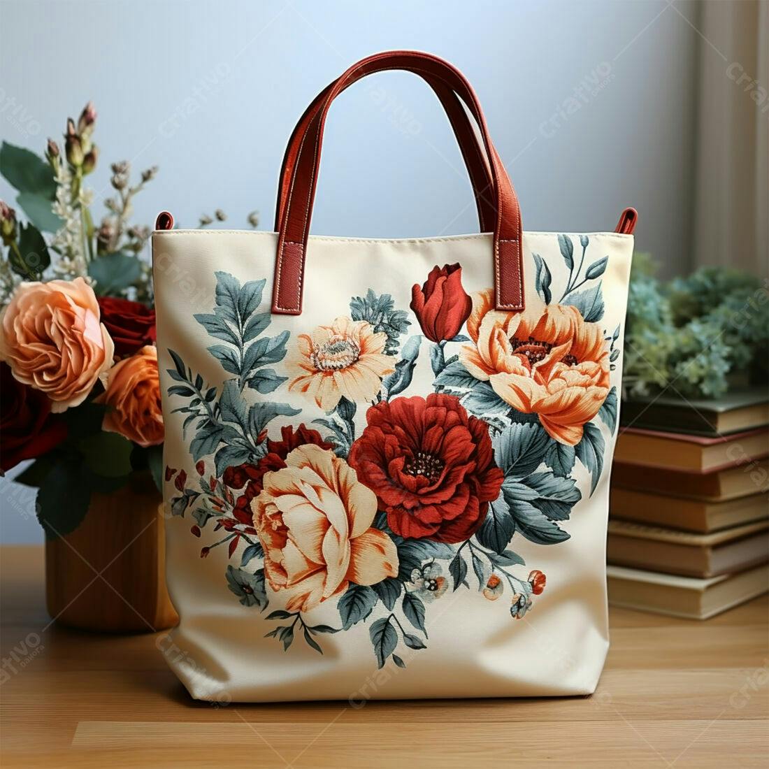 Bolsa tote floral tons terrosos