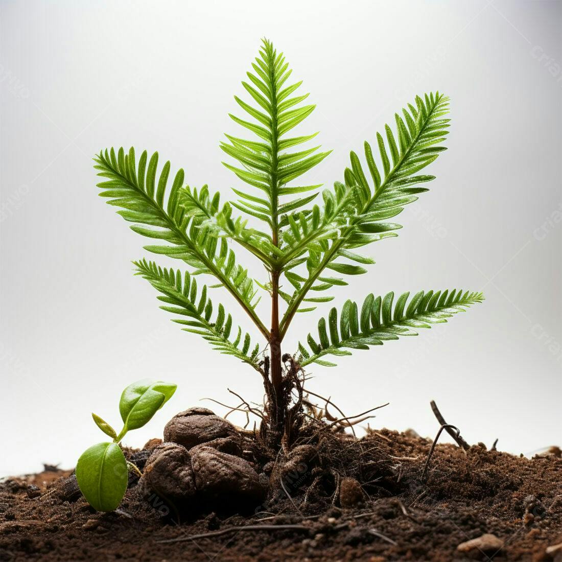 Planta crescendo em solo fértil