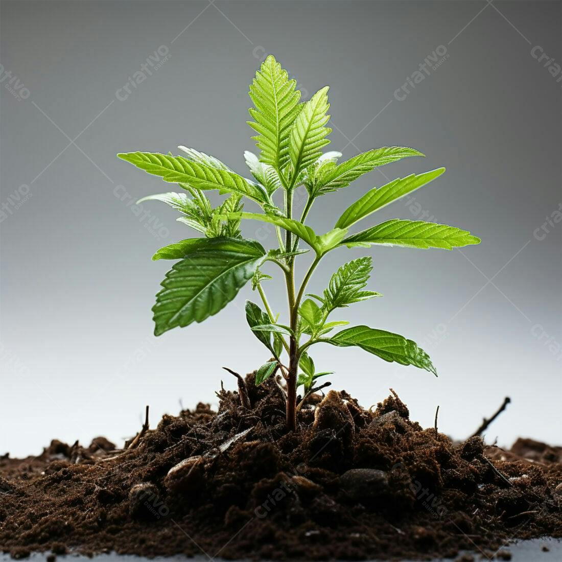 Planta jovem crescendo em solo fértil