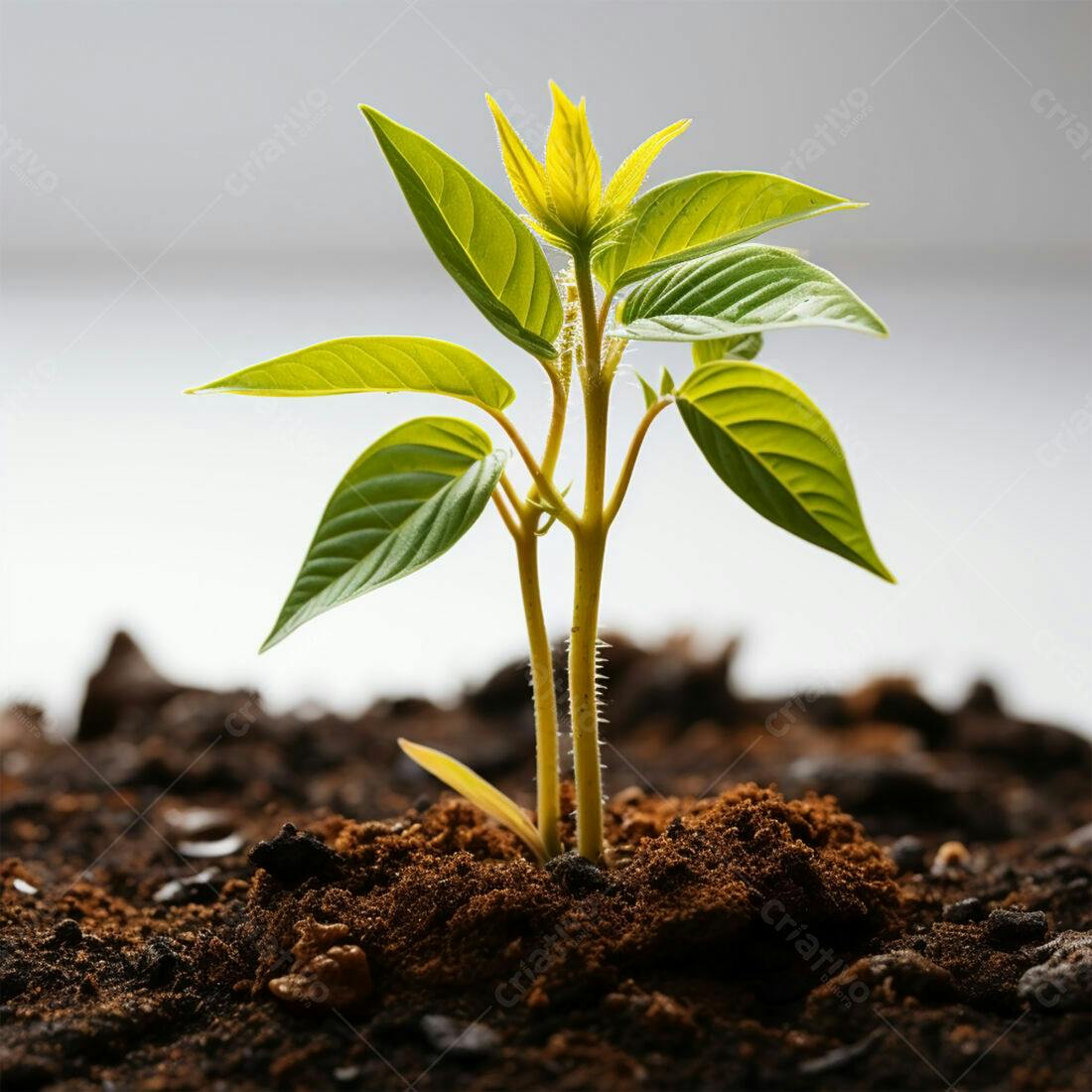 Planta crescendo solo fértil