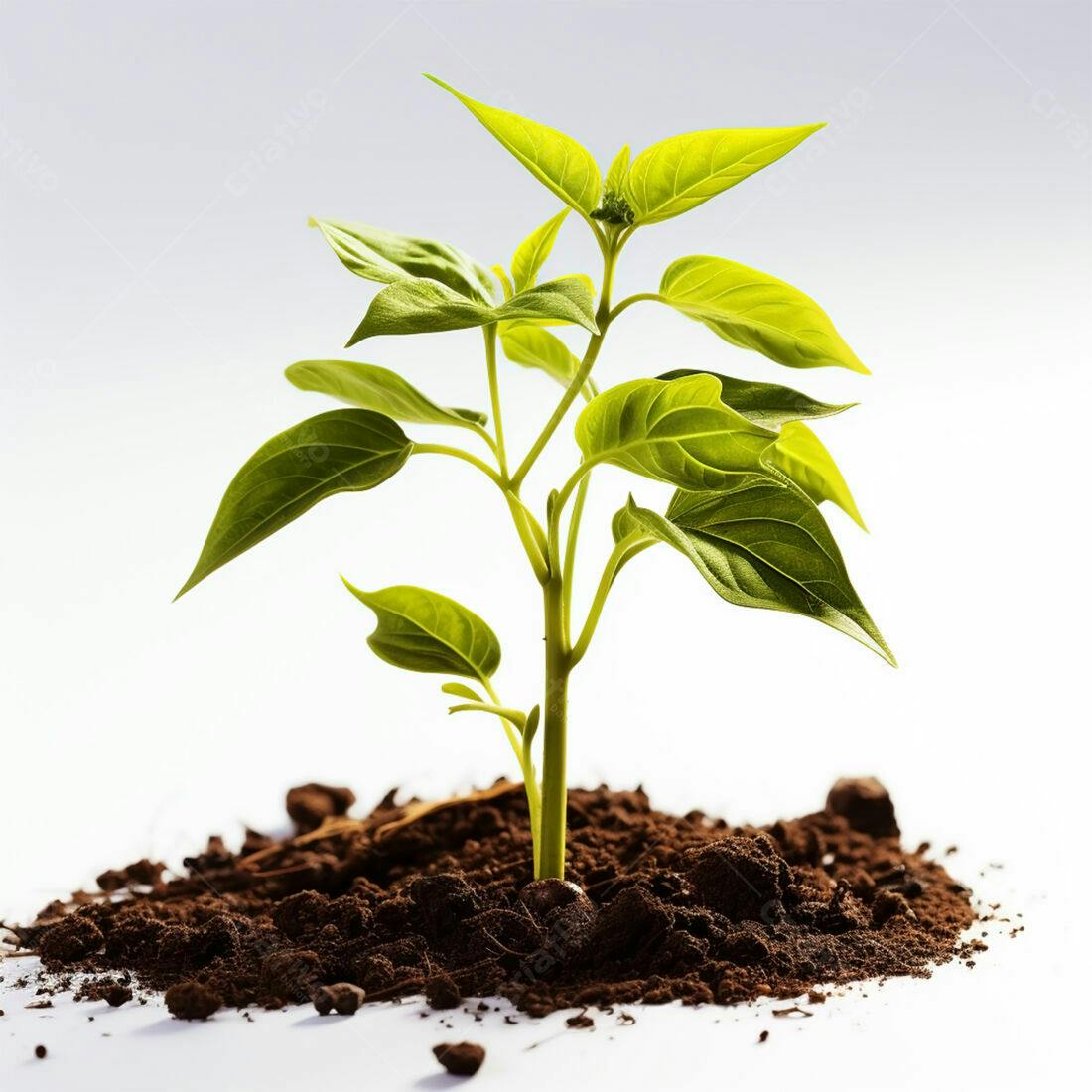Planta crescendo solo fundo branco