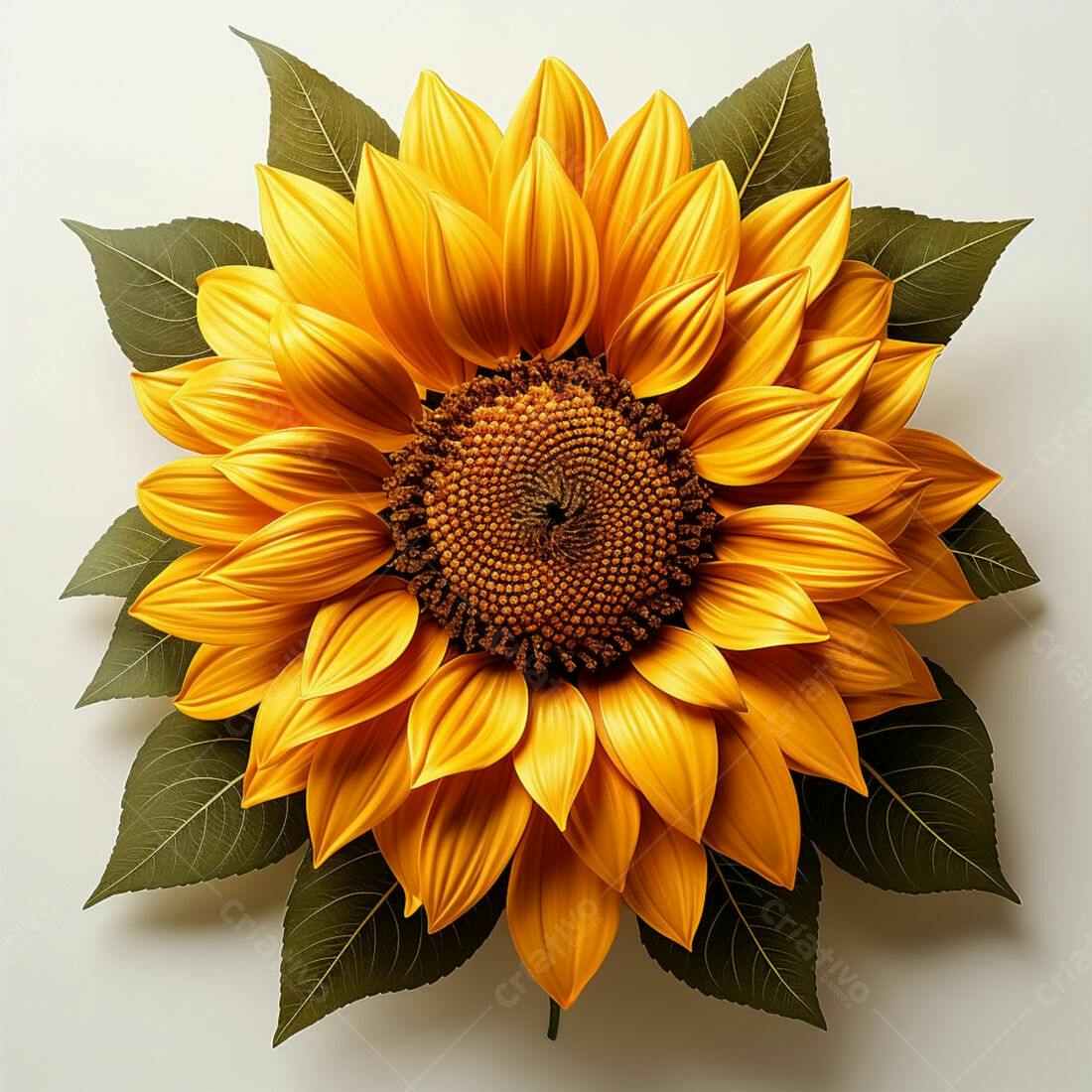 Girassol amarelo vibrante fundo branco