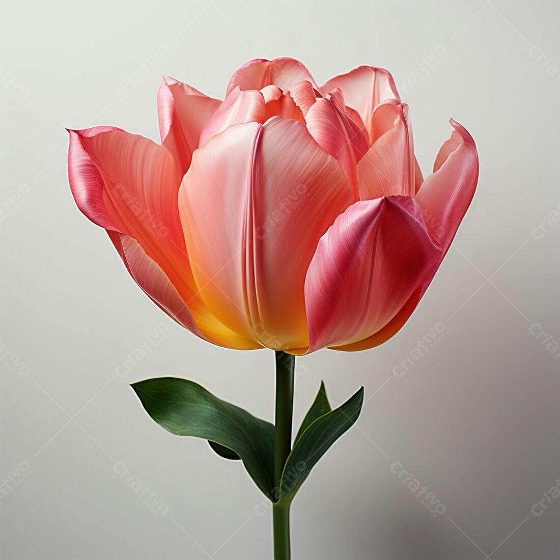 Tulip rosa e amarelo fundo branco
