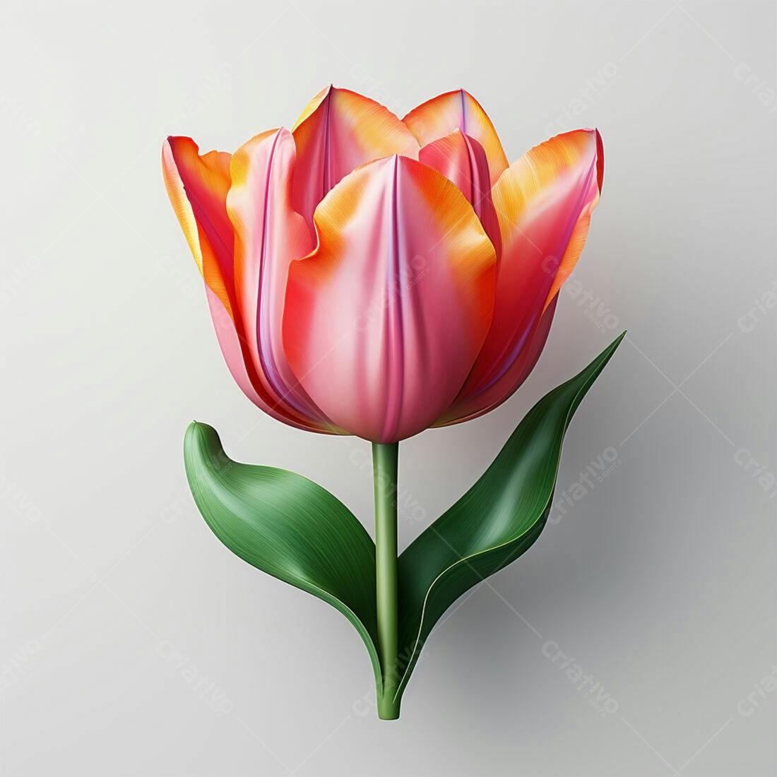Tulipa rosa e laranja fundo branco