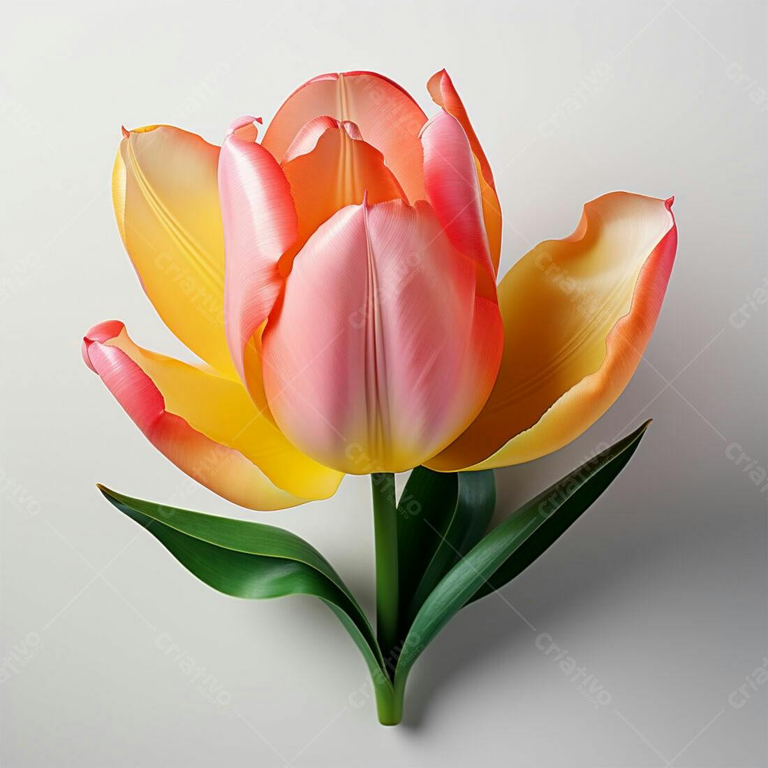 Tulipas rosa e amarelo fundo branco