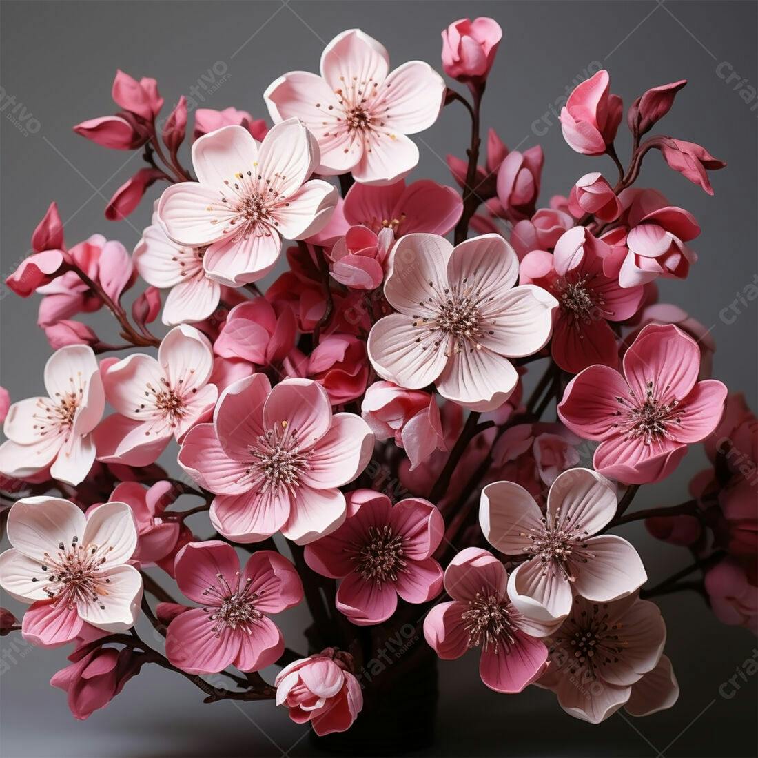 Flores de cerejeira rosa e branco arranjo