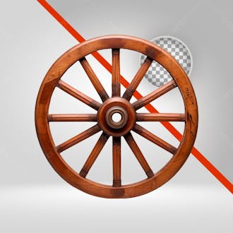 Roda de carroça 3d, elemento png, circulo de madeira
