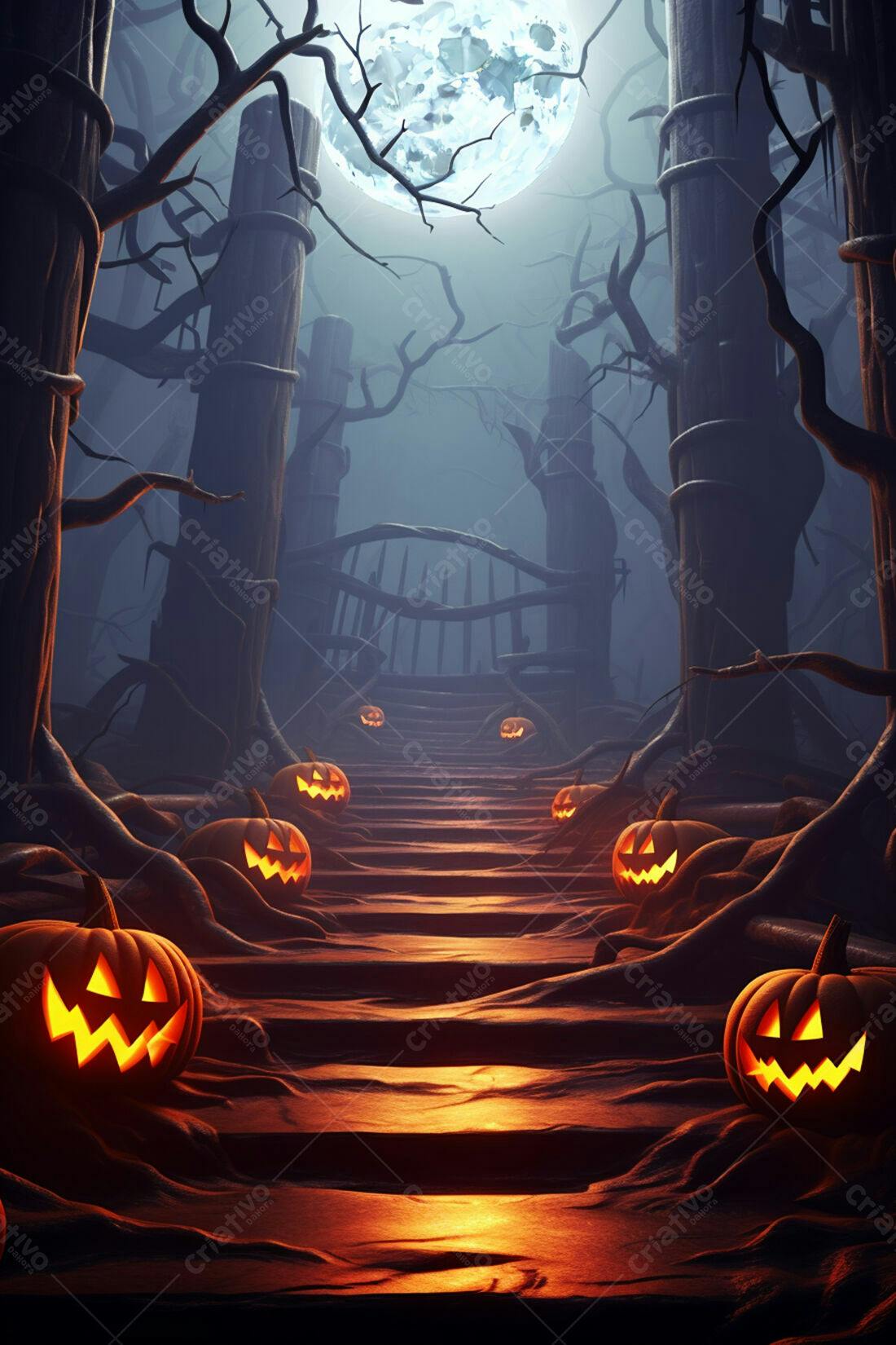 Textura Halloween Escada Abóbora para Fundo