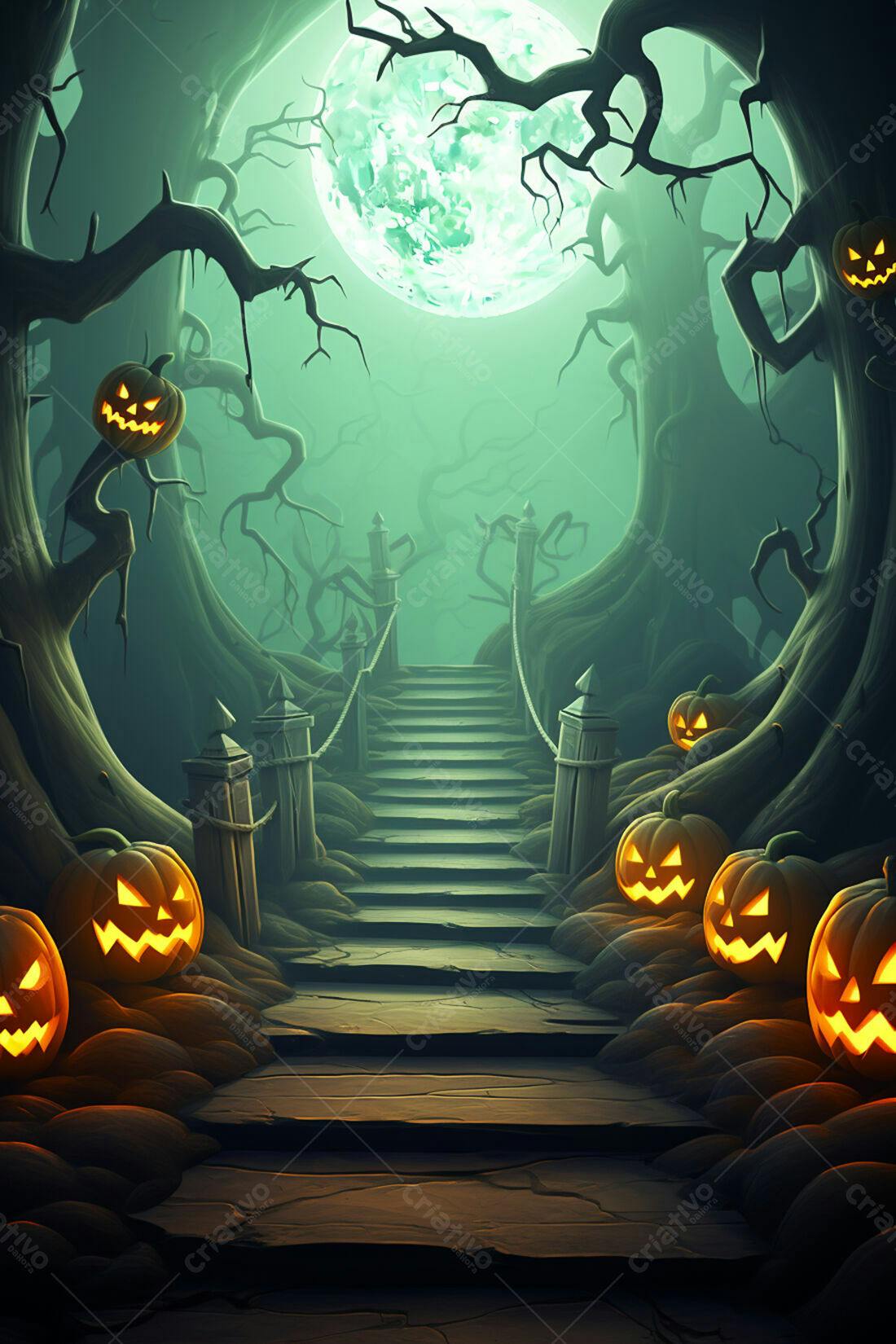 Textura Halloween Escadaria Misteriosa para Fundo