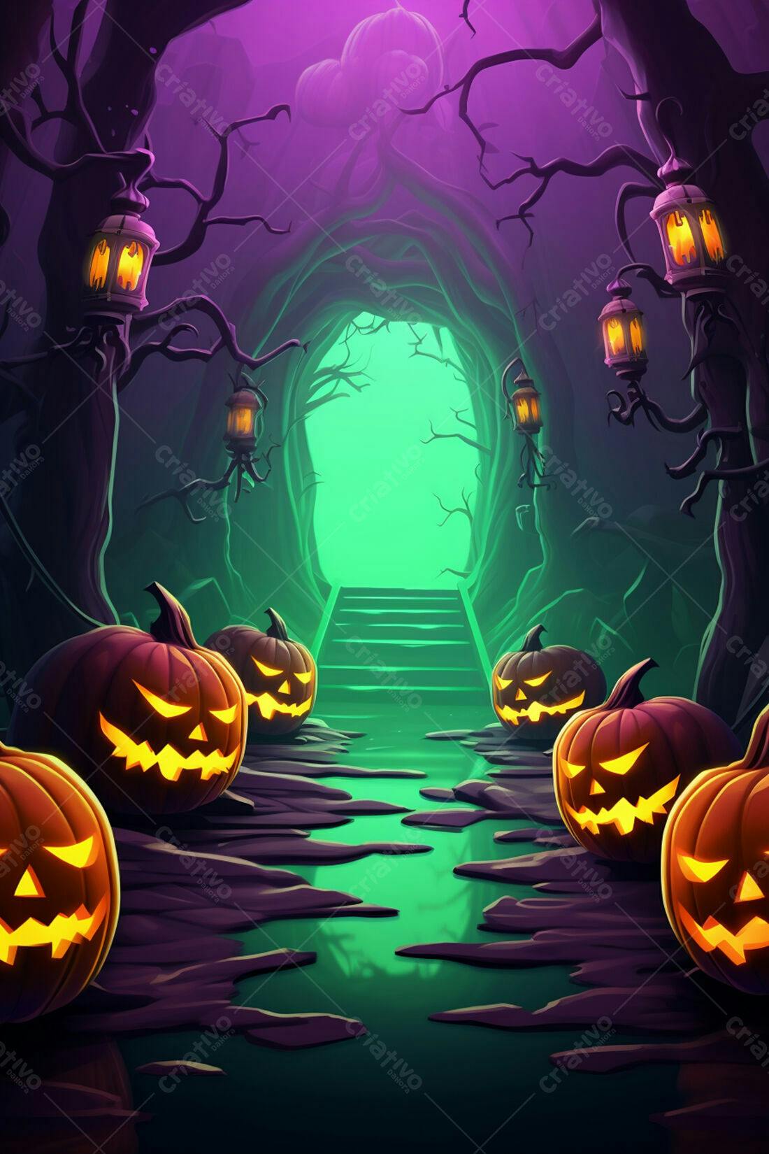 Textura Halloween Escura com Abóboras para Fundo