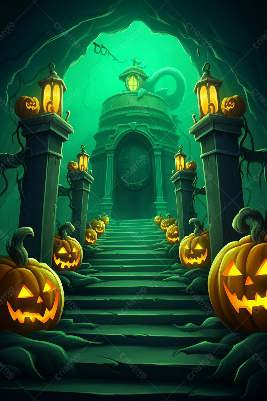 Textura Halloween Escadaria Misteriosa para Fundo