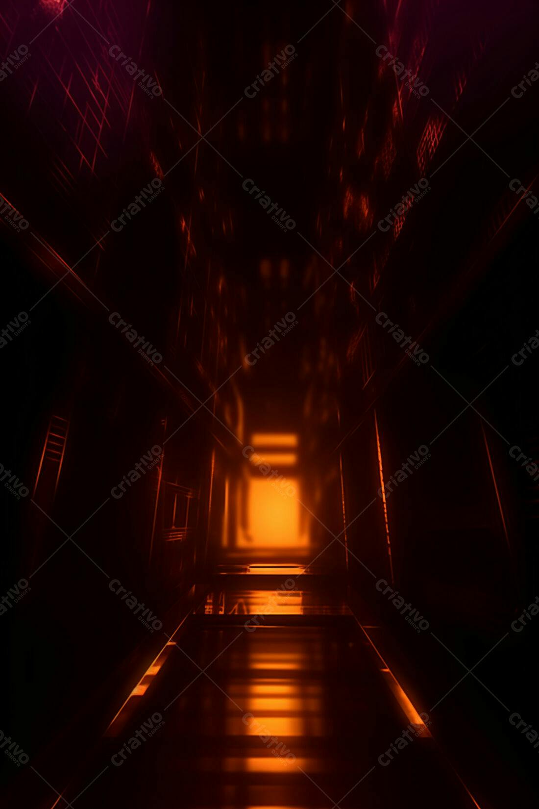 Textura corredor futurista laranja para fundo