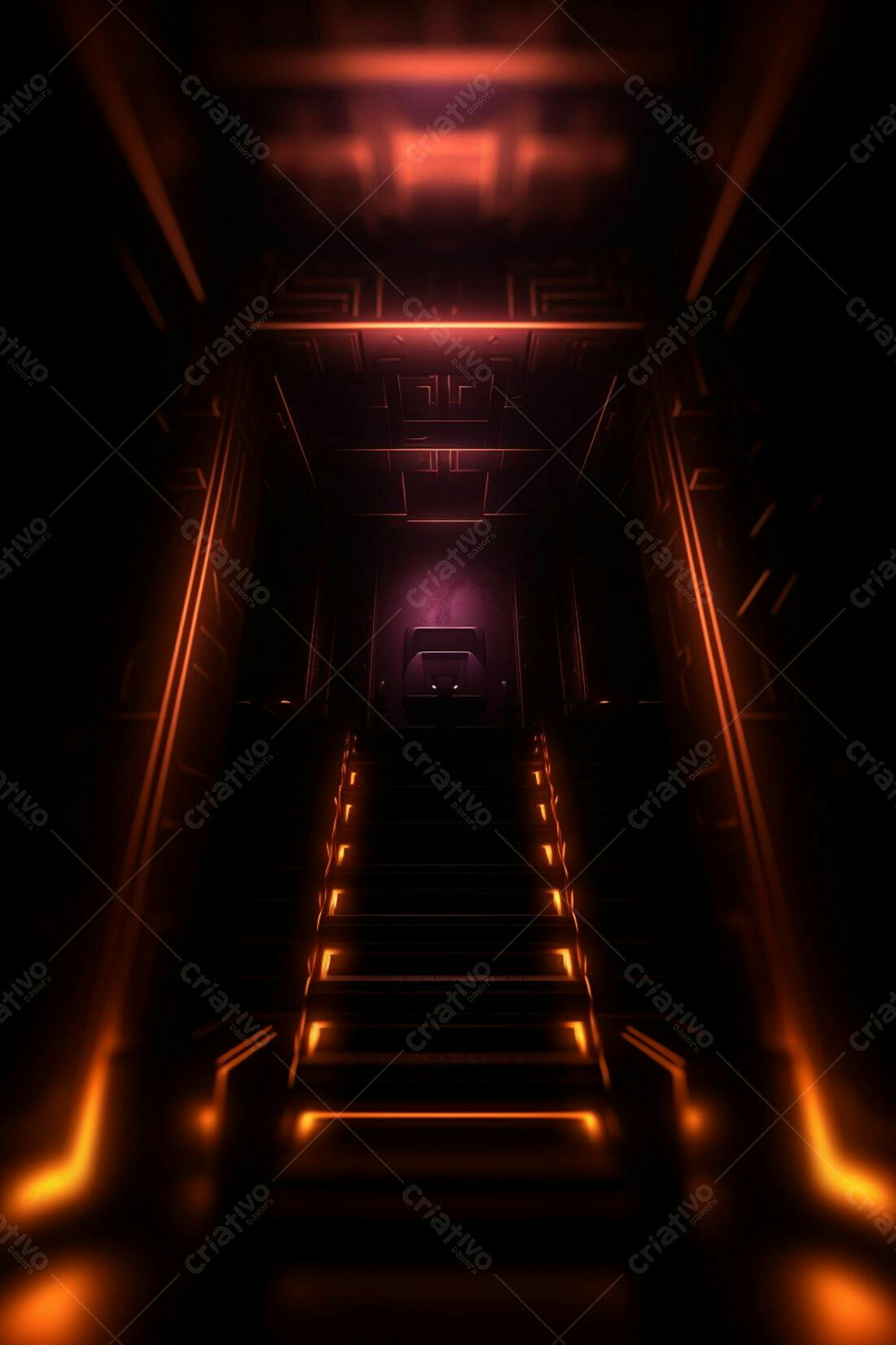Textura Metal Escura com Iluminação Laranja para Fundo
