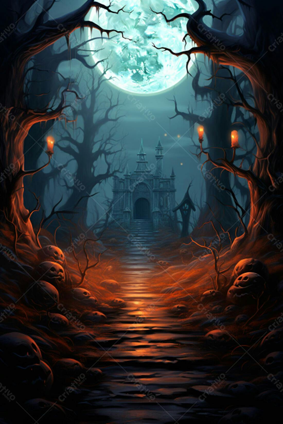 Textura Halloween Castelo Sombrio para Fundo