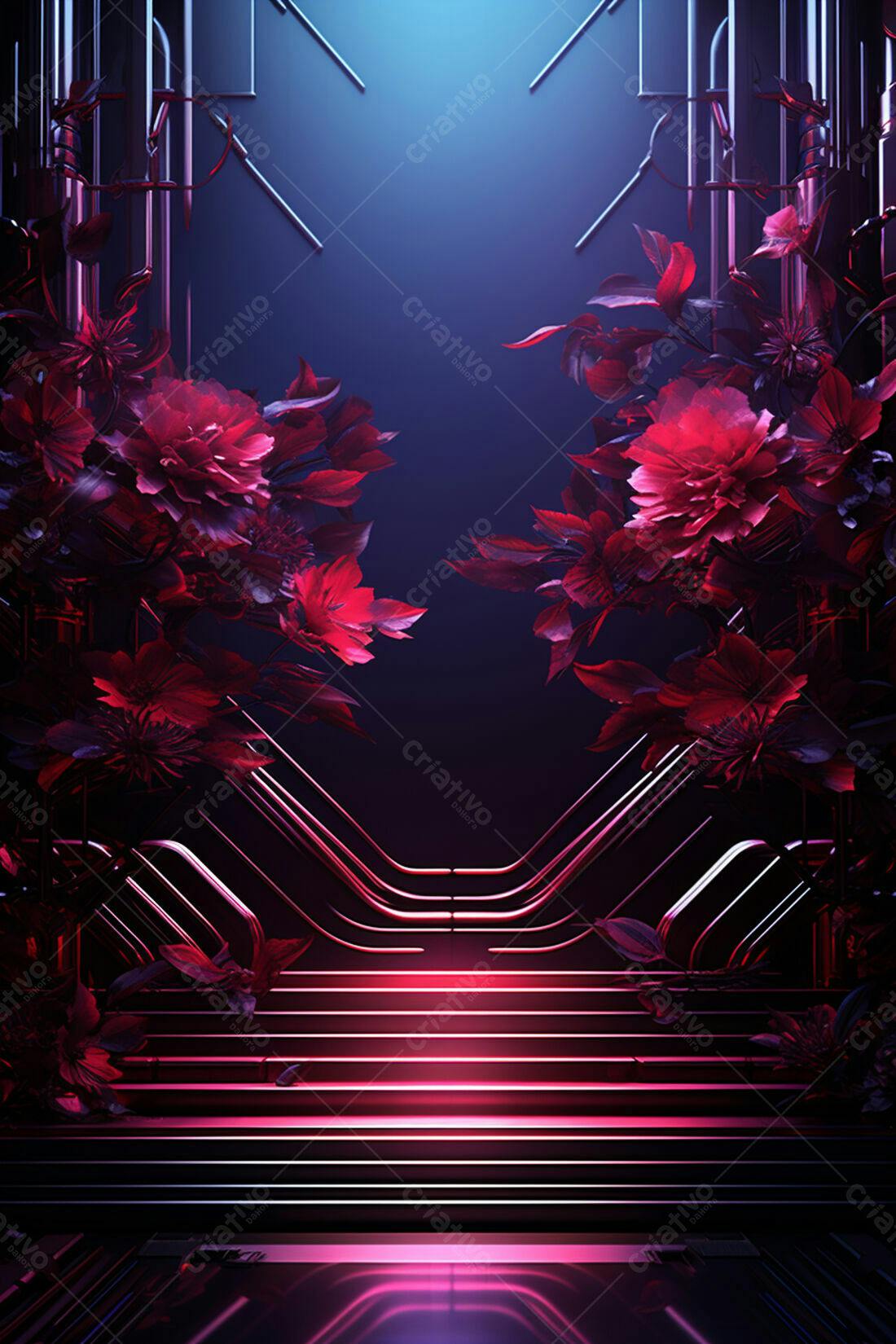 Textura Flores Escuras para Fundo Neon