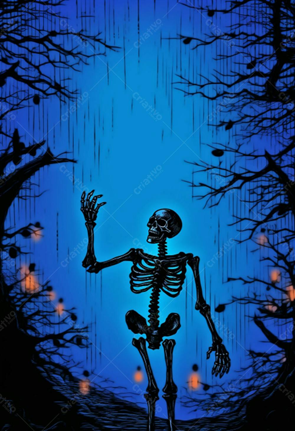 Baixe Grátis Imagem De Esqueleto Sobre Fundo Azul