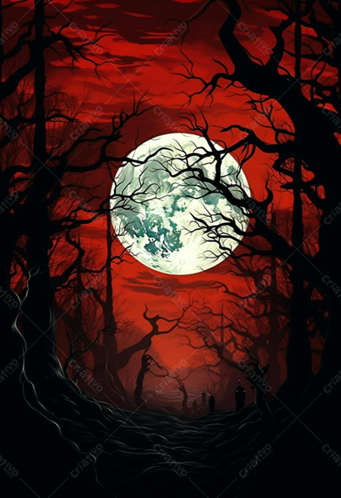Textura Lua Sangrenta para Fundo de Terror