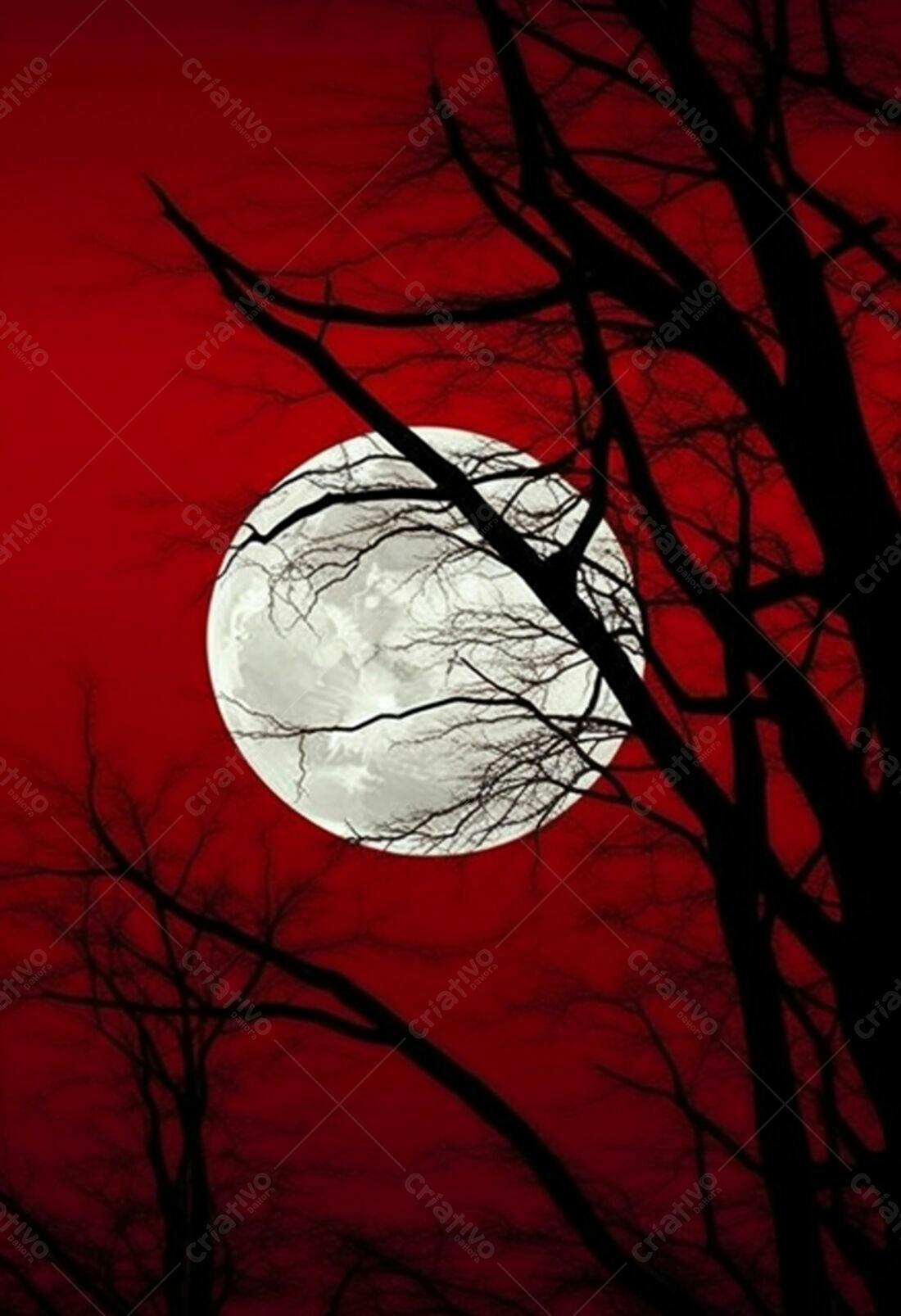 Textura Lua Cheia Vermelha para Fundo de Terror