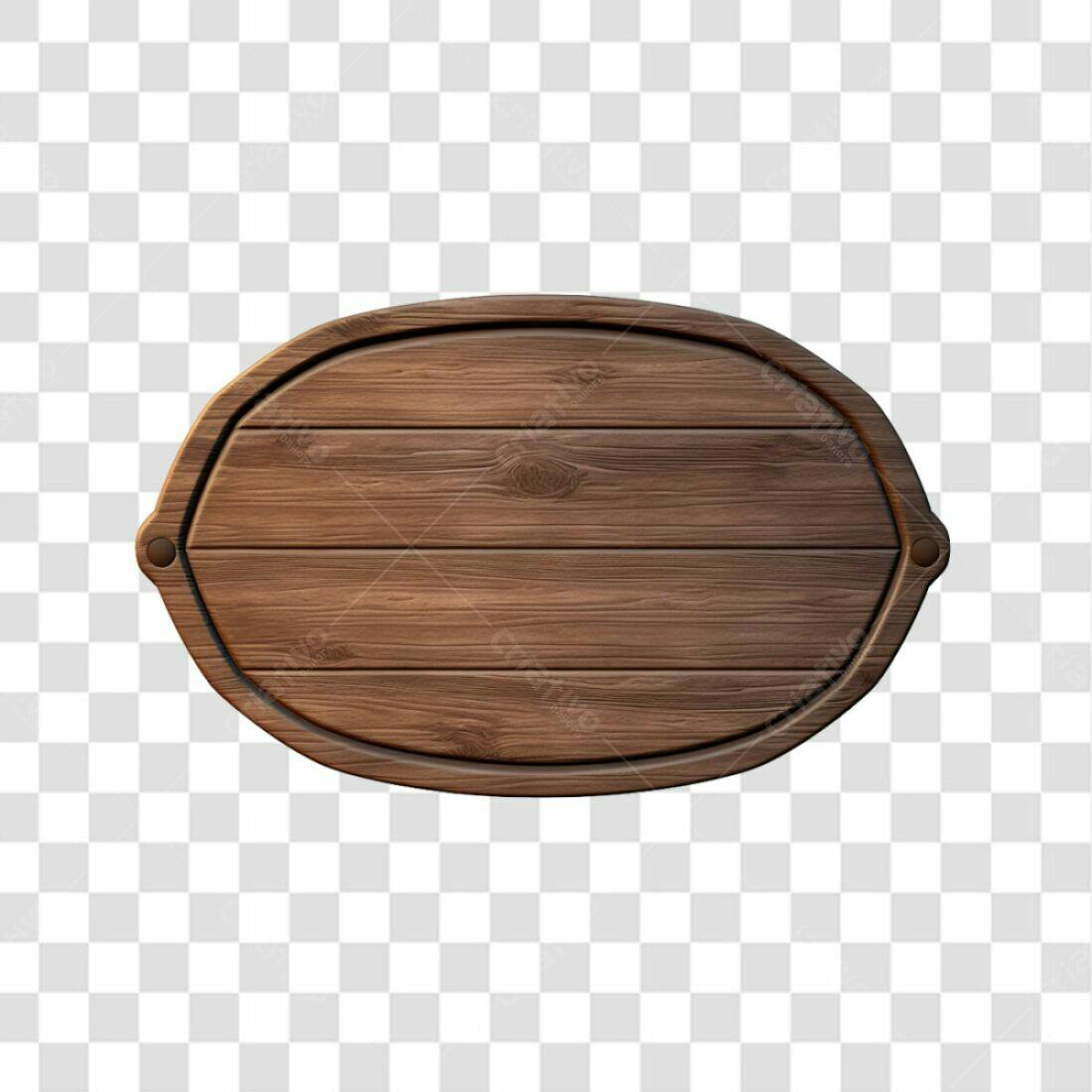 Placa de Madeira Oval PNG com fundo transparente