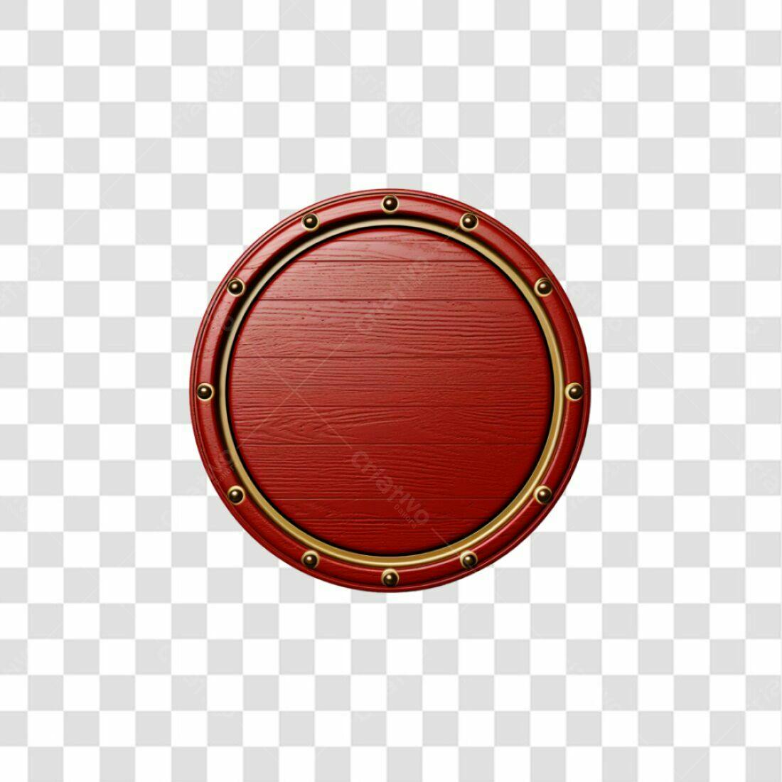 Selo Redondo Vermelho e Dourado PNG com fundo transparente
