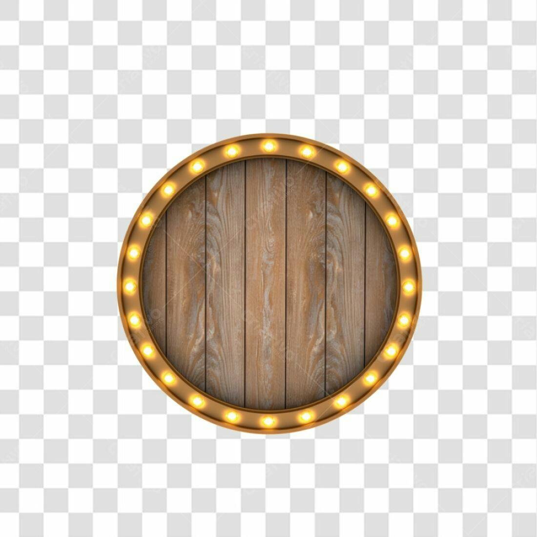 Moldura Circular Madeira PNG com fundo transparente
