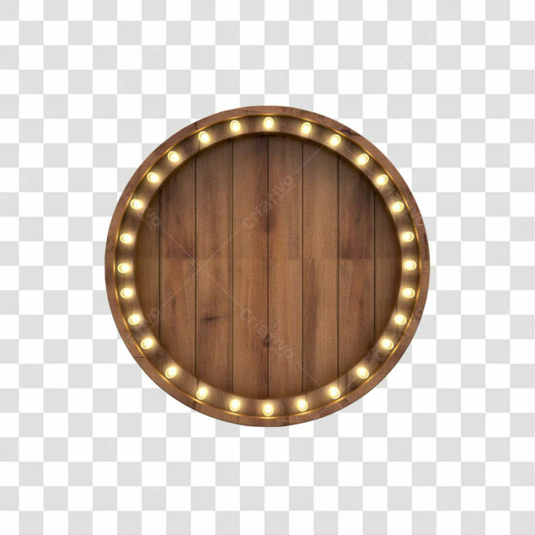 Moldura Circular Madeira PNG com fundo transparente