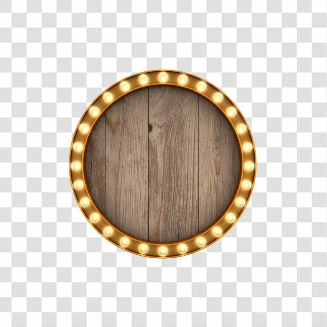 Moldura Circular de Madeira PNG com fundo transparente