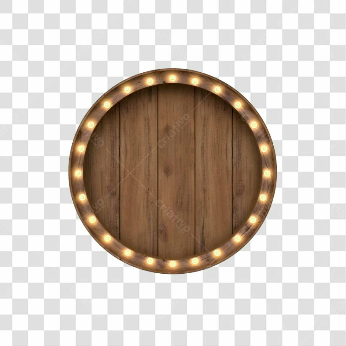 Moldura Circular de Madeira PNG com fundo transparente