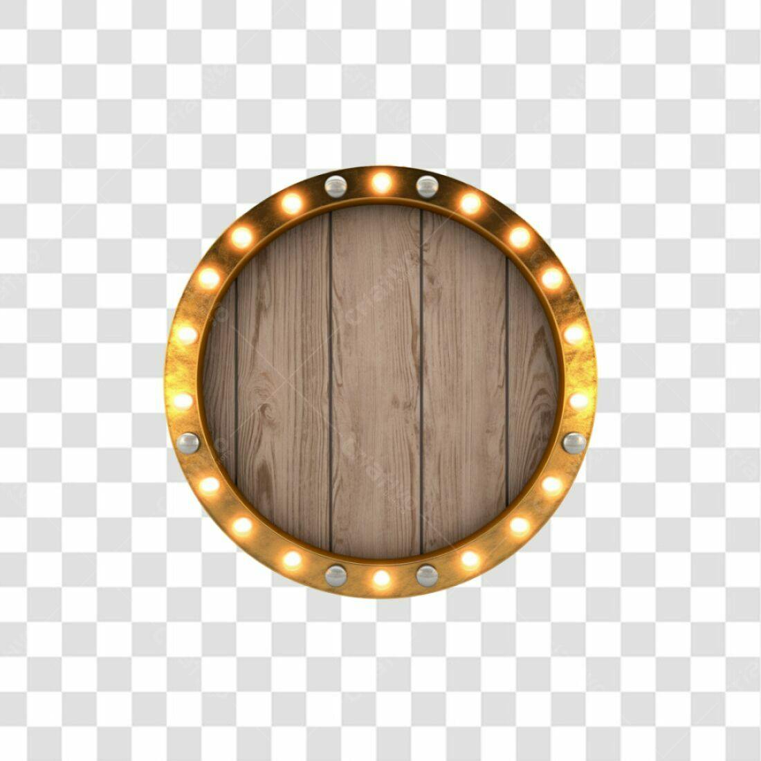 Moldura Circular de Madeira PNG com fundo transparente