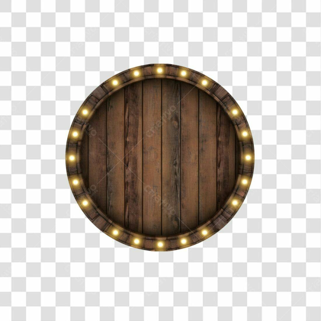 Moldura circular de madeira PNG com fundo transparente