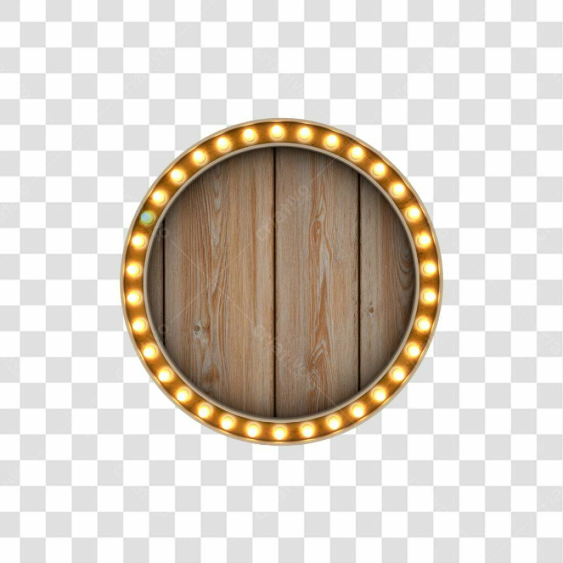 Moldura Circular em Madeira PNG com fundo transparente