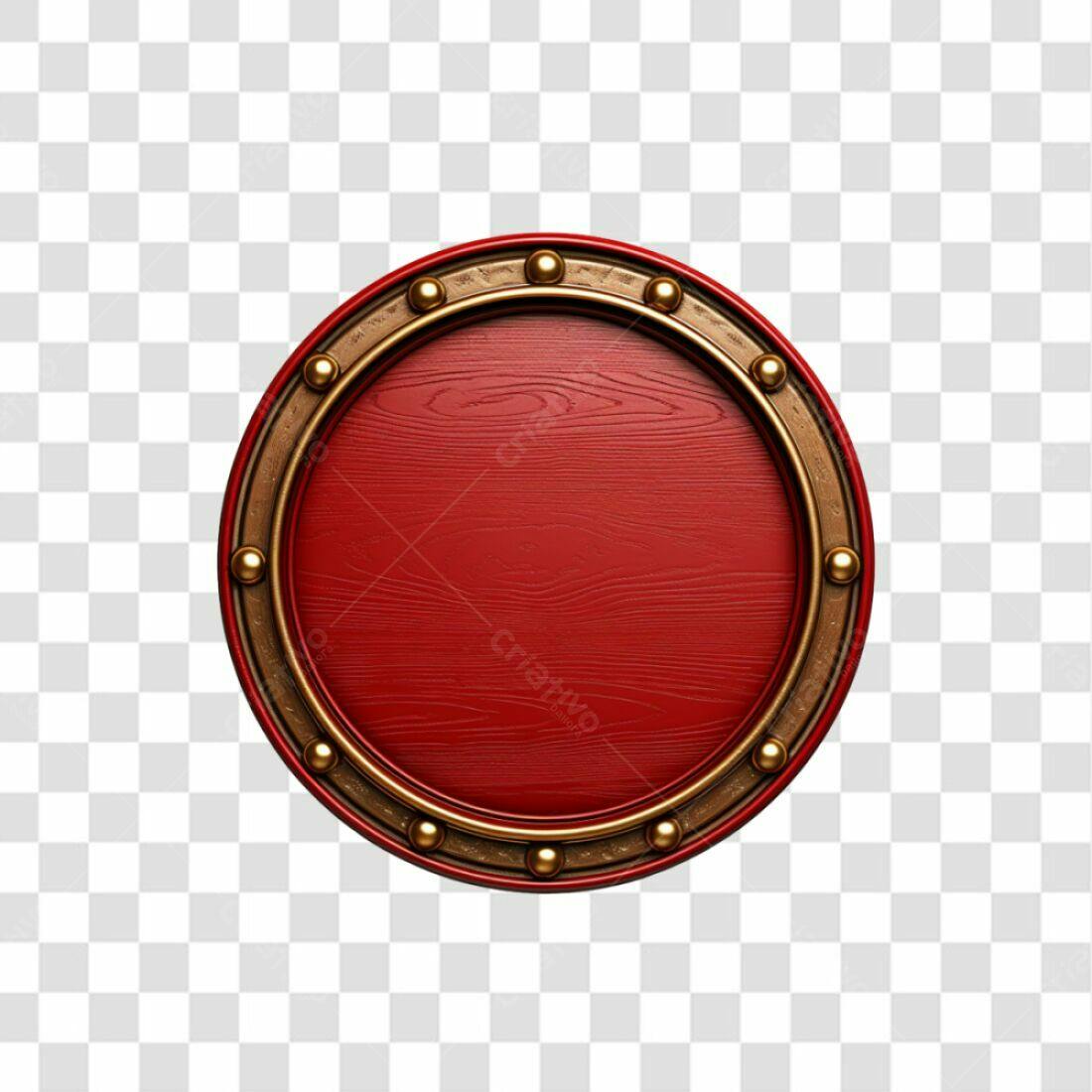 Selo Redondo Vermelho e Dourado PNG com fundo transparente