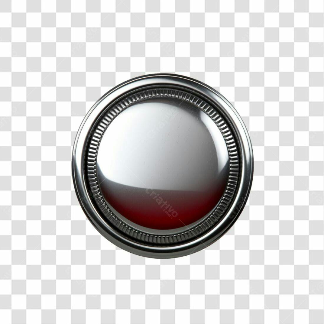 Selo Metálico Prata e Vermelho PNG com fundo transparente