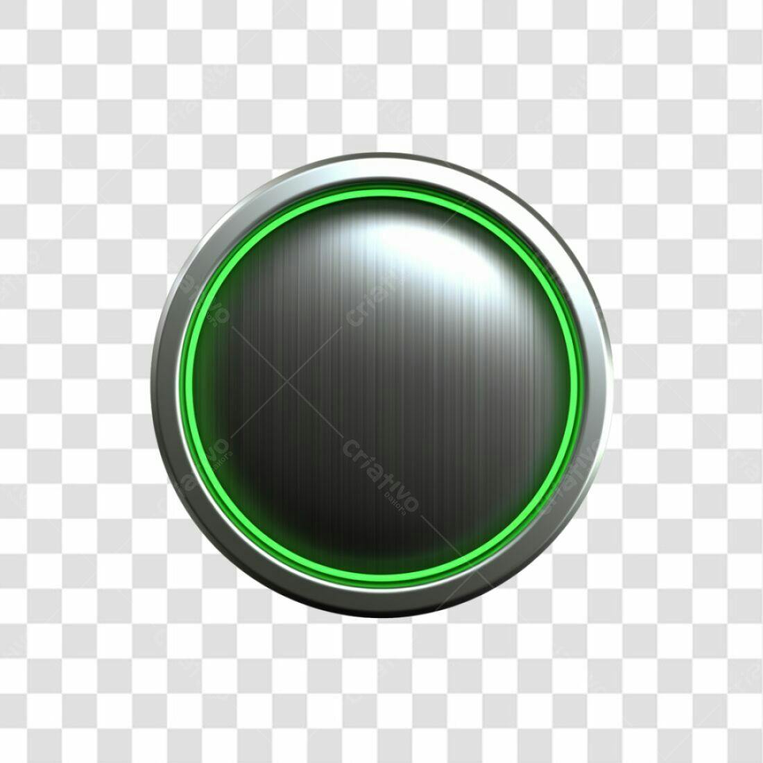 Icone metálico verde e cinza PNG com fundo transparente