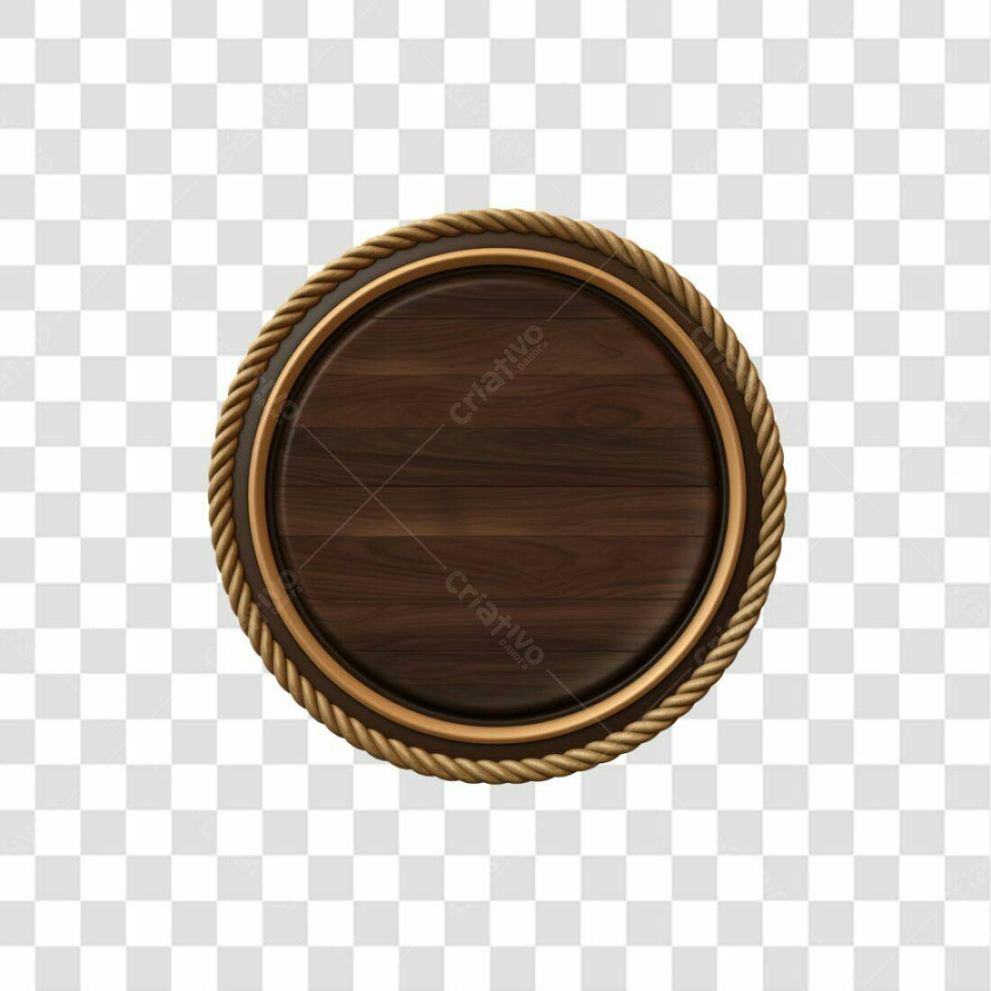 Selo circular madeira PNG com fundo transparente