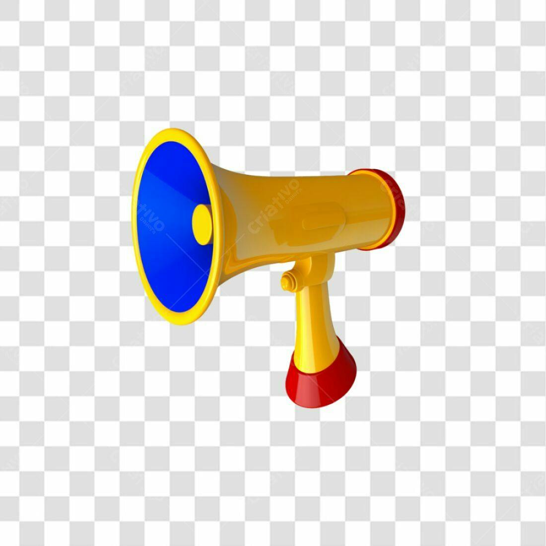 Icone Megafone Amarelo e Azul PNG com fundo transparente